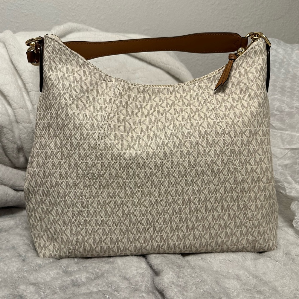 Michael Kors - Cream MK Logo Tan Gold Handbag - Picture 9 of 9
